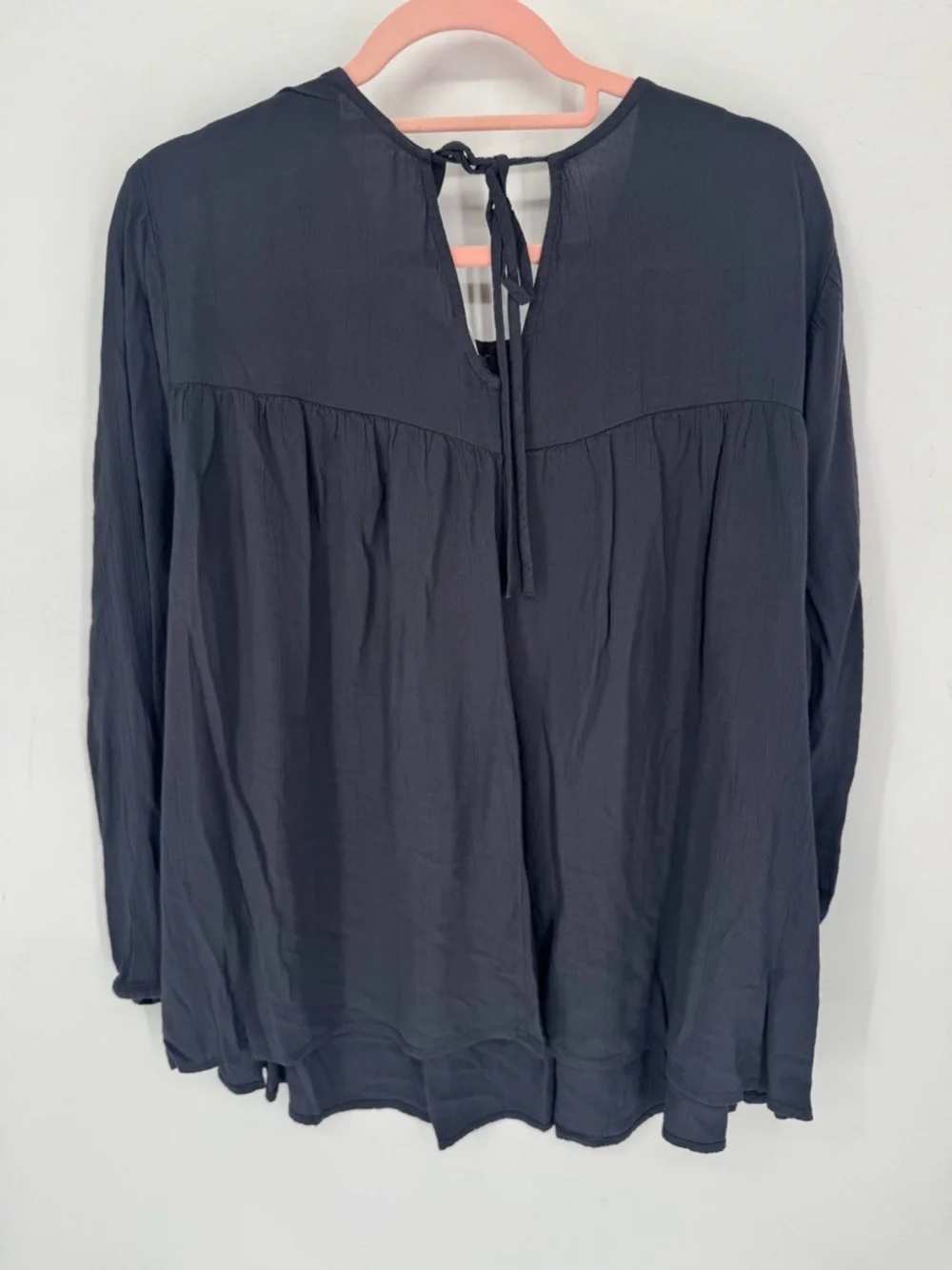 Old Navy Women's Charcoal Crochet Long-Sleeve Top With Tie Back Plus Size XXL